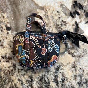 Vera Bradley Kensington Mini Tote Bag Coin Purse Key Ring Chain Charm Fob